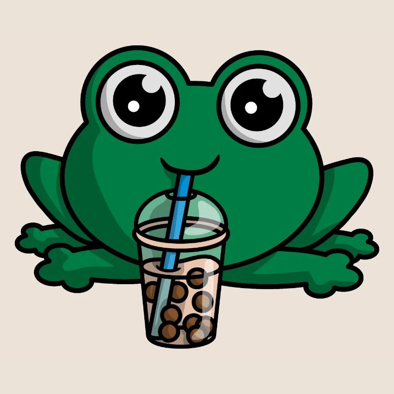 Bubble Boba Tea Drinking Frog Anime Kawaii Toad