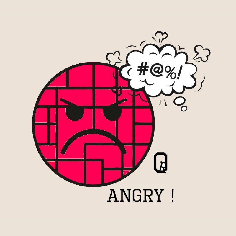 Angry with Wall Pattern and Frustration Expression