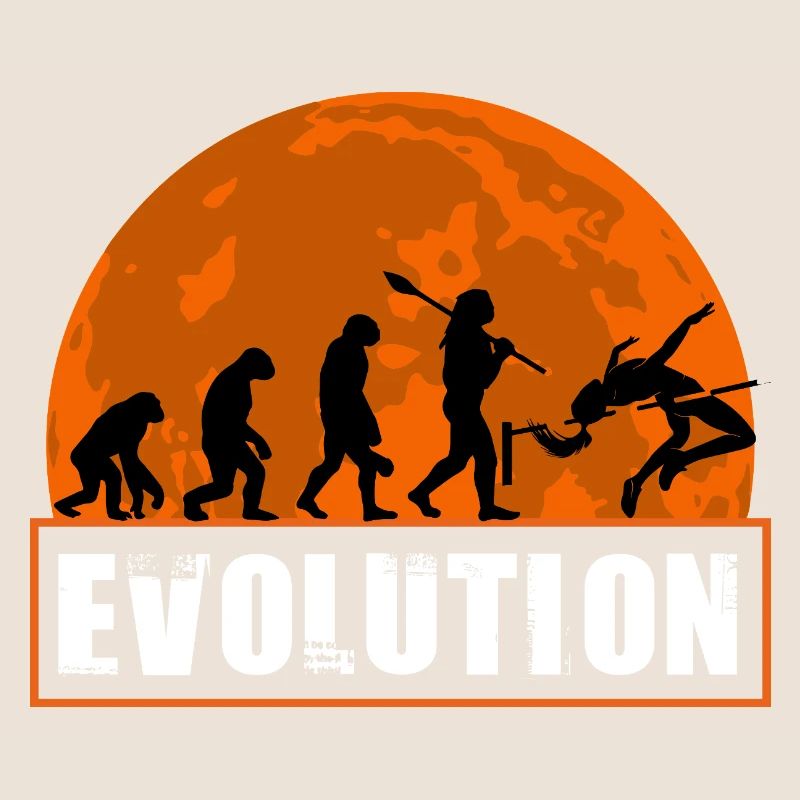 High Jumping Evolution Retro Athlete Silhouette