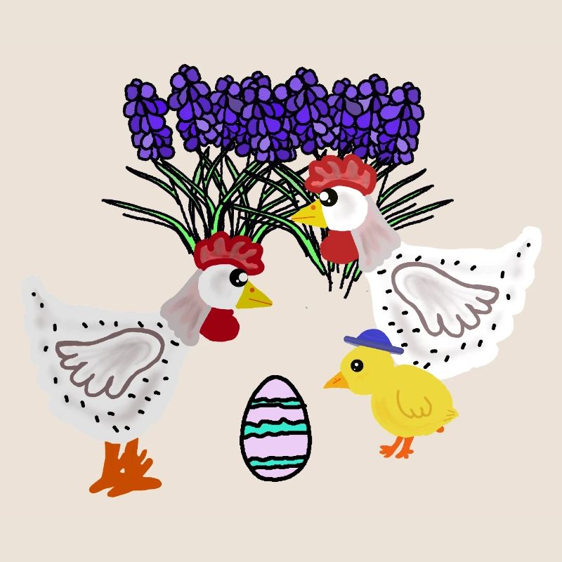 Spring Chickens with Easter Egg Chicken Chicks