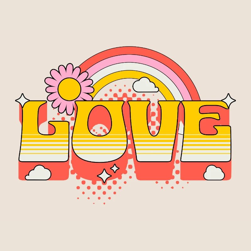 Love Scripture Flower Rainbow Clouds Art
