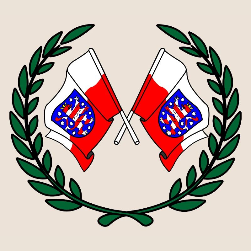 Drapeaux Thuringe couronne de laurier