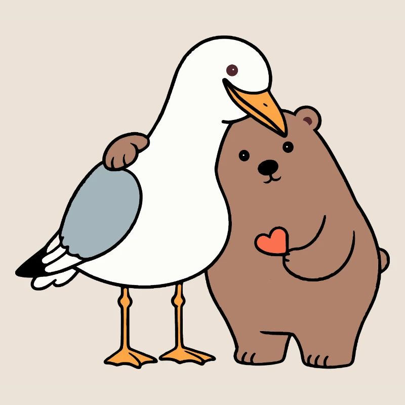 Nordsee Möwe Braun Bär Freundschaft Liebe anlehnen