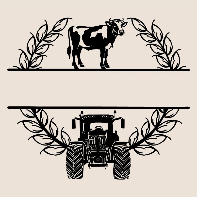 Lorbeerkranz mit Kuh und Traktor – Eigener Text