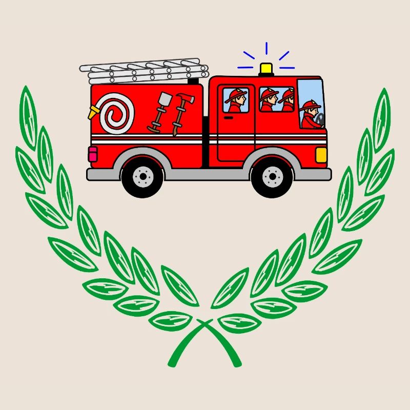 Fire engine in laurel wreath