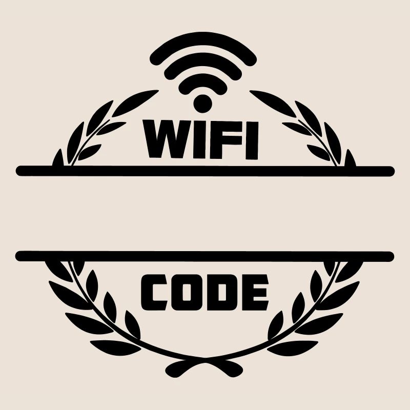 Code wifi dans une couronne de laurier avec barre de texte vierge
