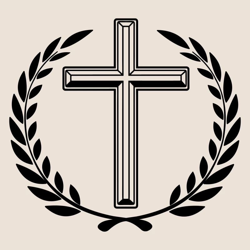 Cross laurel wreath