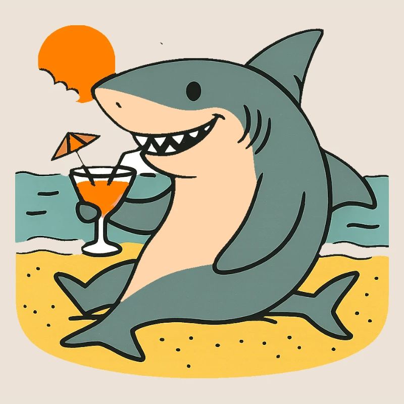 Requin de sable avec boisson de plage
