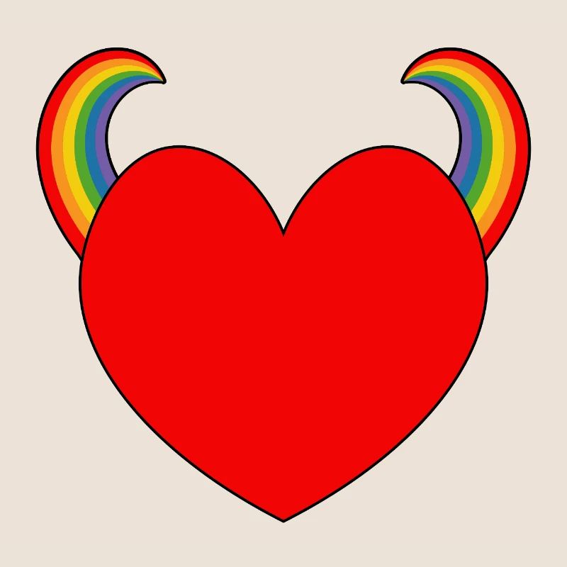 Rotes Herz mit Regenbogenhörnern