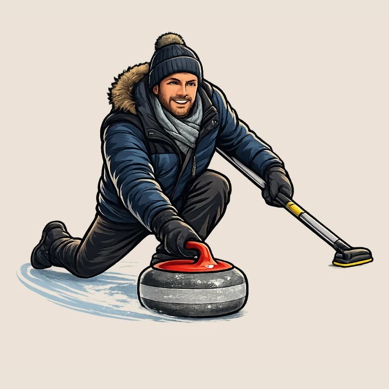 Héros du curling dans le vent de glace