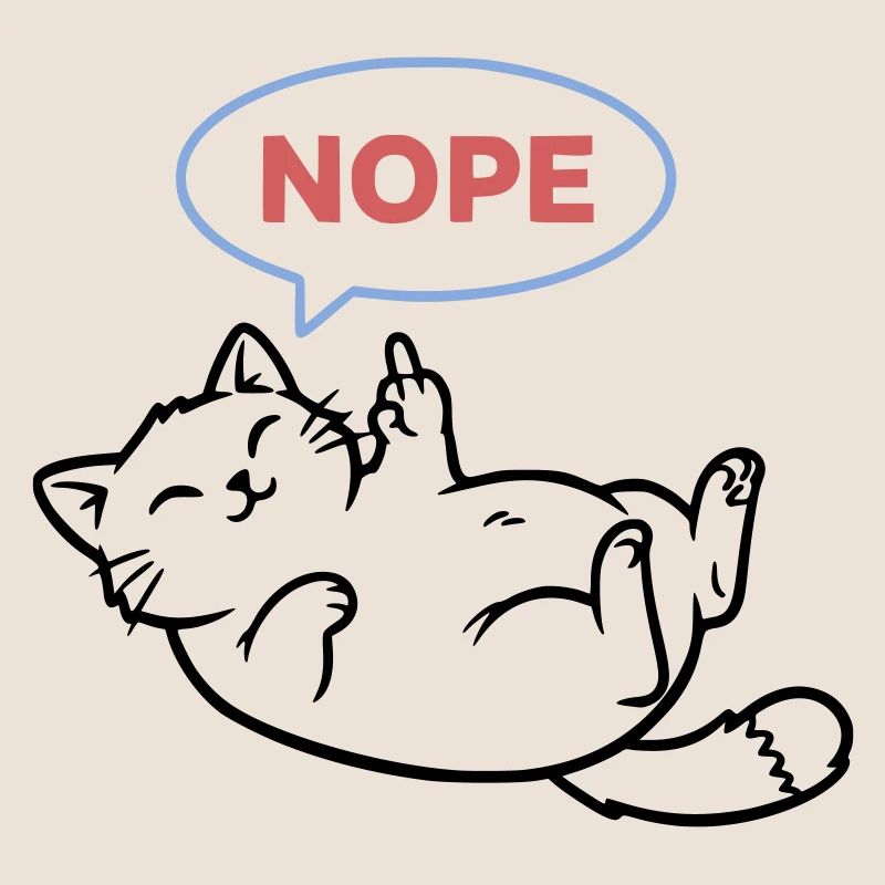 Laughing Cat Nope Middle Finger