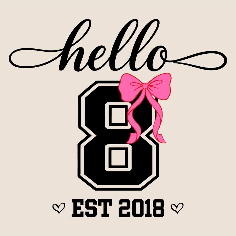 Hello 8 Est 2018 Mädchen Geburtstag Design