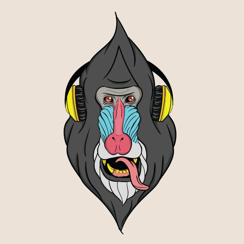 Affe mit Kopfhörer - Techno Affe