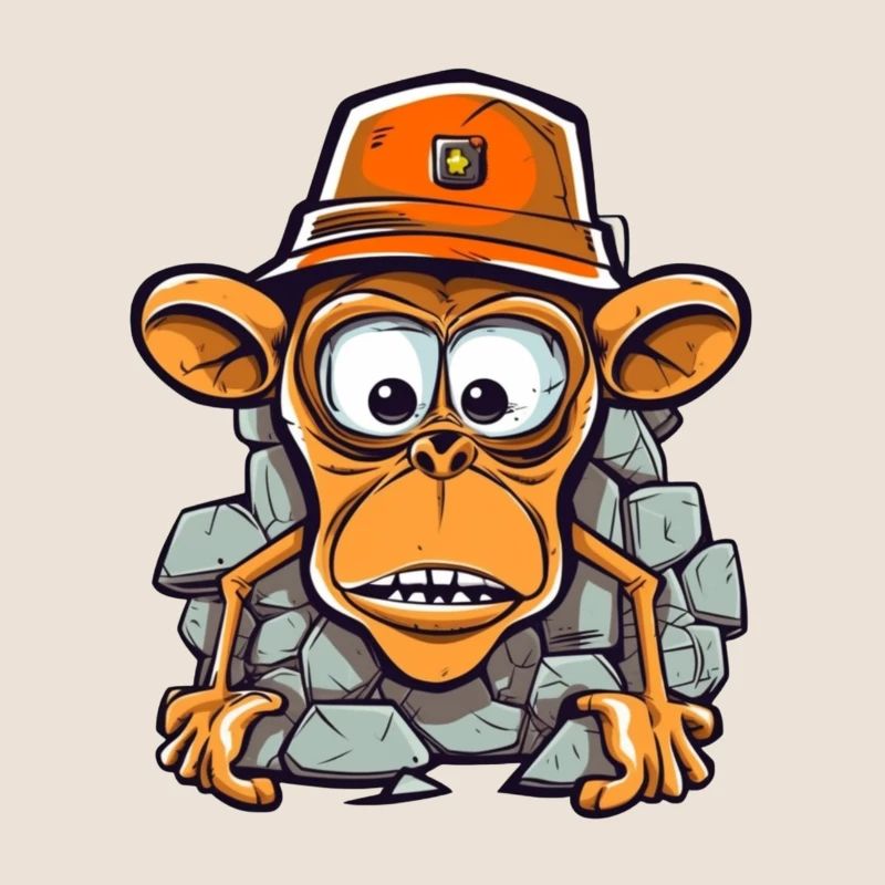 Entzückender Affe mit Bauhelm