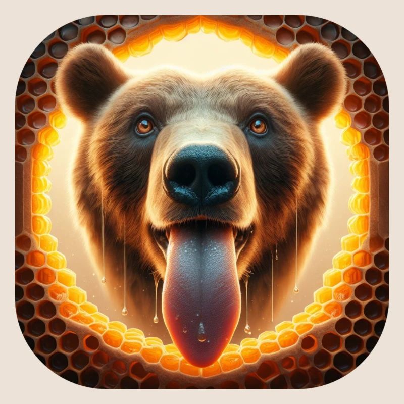 Hungry bear looking through a honeycomb