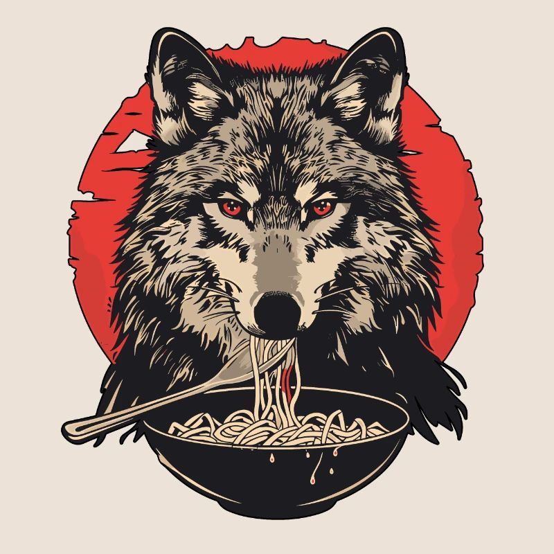 Wolf Ramen Nudeln Wolfkopf Wölfe