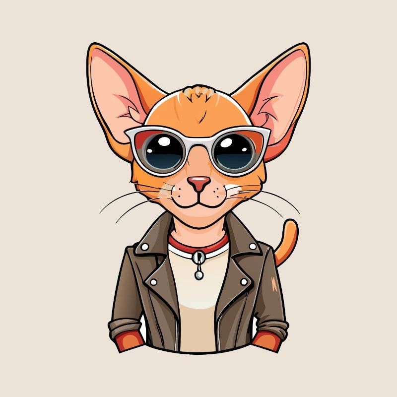Devon Rex Funny Cartoon Kawaii Jacket Sunglasses