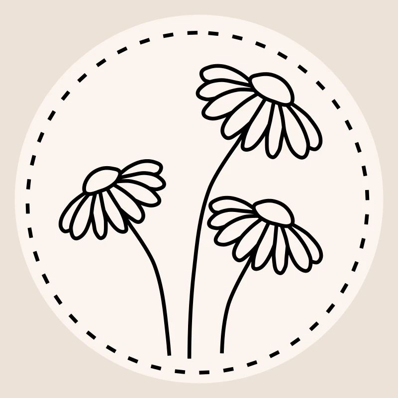 Gänseblümchen Line Art – Blumen Motiv Kreis