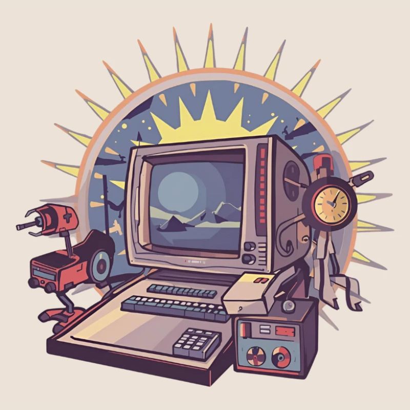 Futuristischer Computer mit Retro-Elementen
