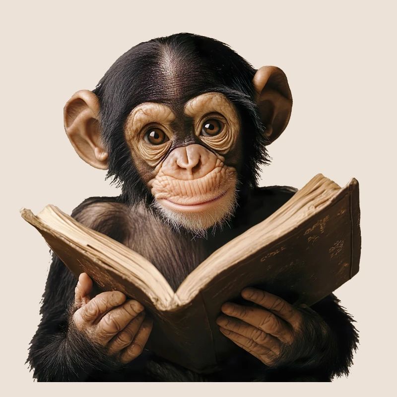 Inquisitive monkey with book