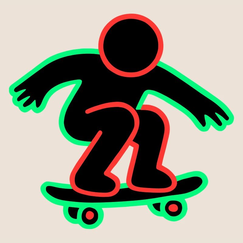 Neon Skateboarder Line Art