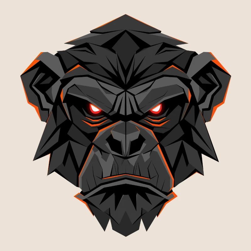 Visage Neon Gorilla Lowpoly