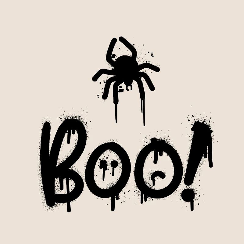 Black composition with spider painted with sprey