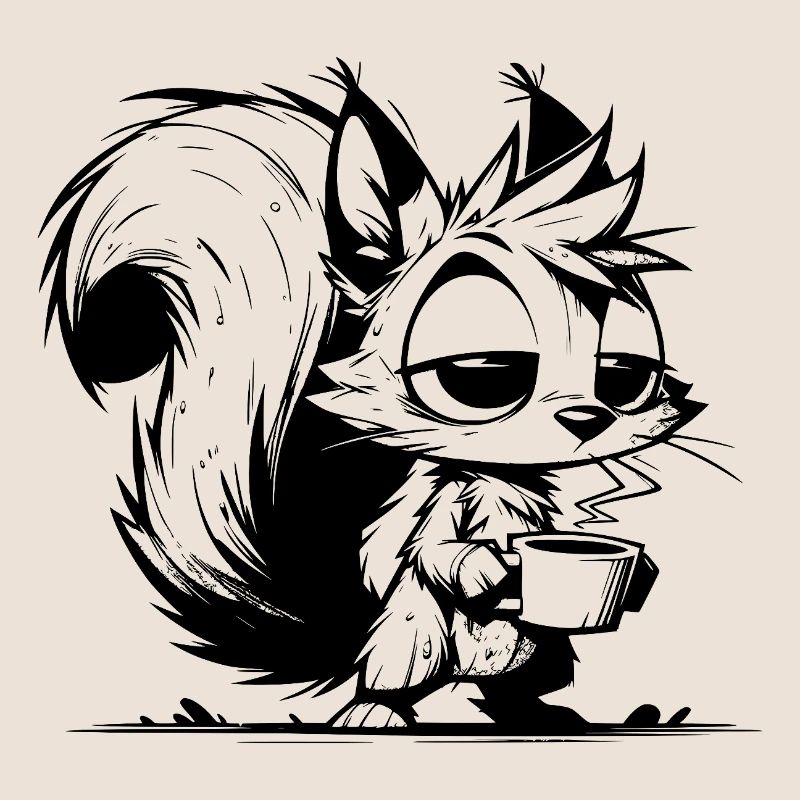 No squirrel at work without coffee