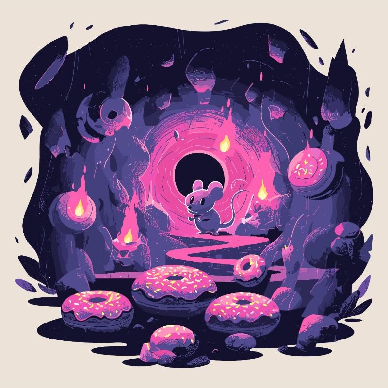 Neon Mäusehöhle mit Donuts