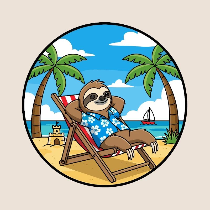 Cool Sloth Beach Vacation Summer Vibes