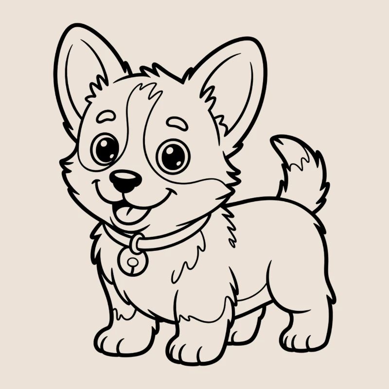 Small Chow Pup Line Drawing