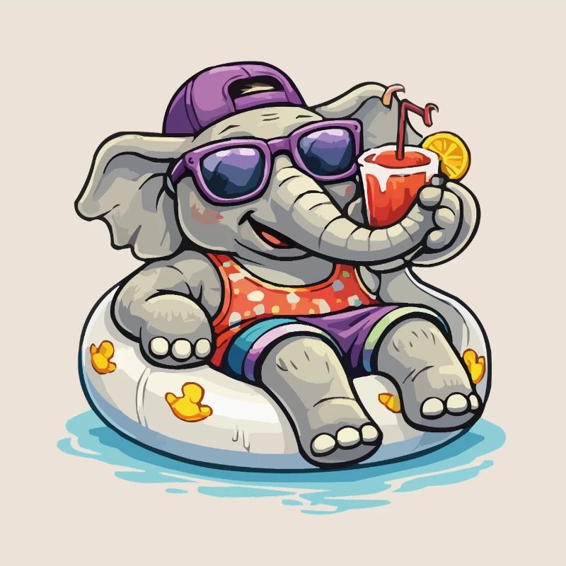 Éléphant de plage avec boisson