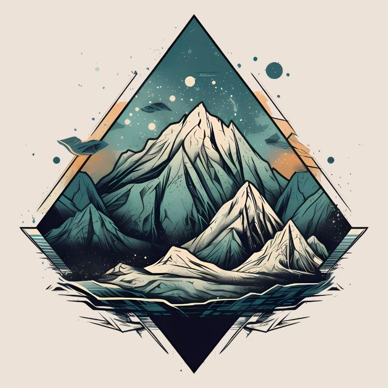 Mountain landscape with starry sky