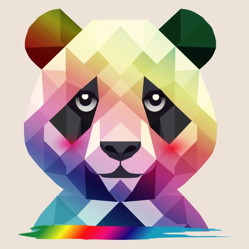 Bunter Regenbogen-Panda – Farbenfrohe Geometrie