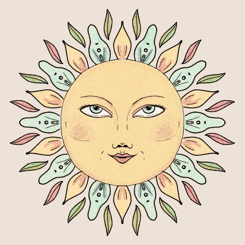 Sonnengesicht Mandala Stil