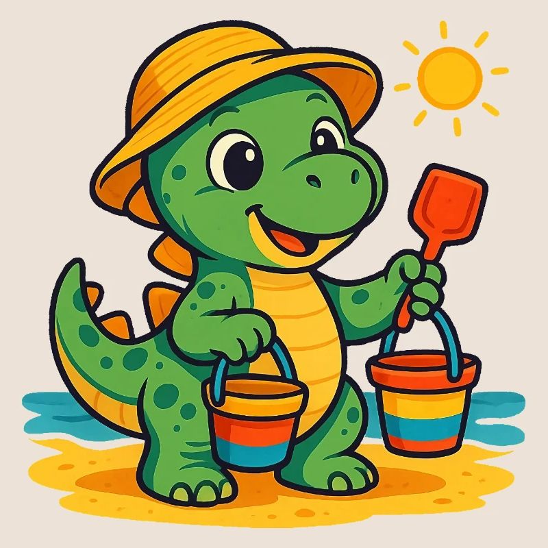 Playful Dinosaur with Summer Accessories