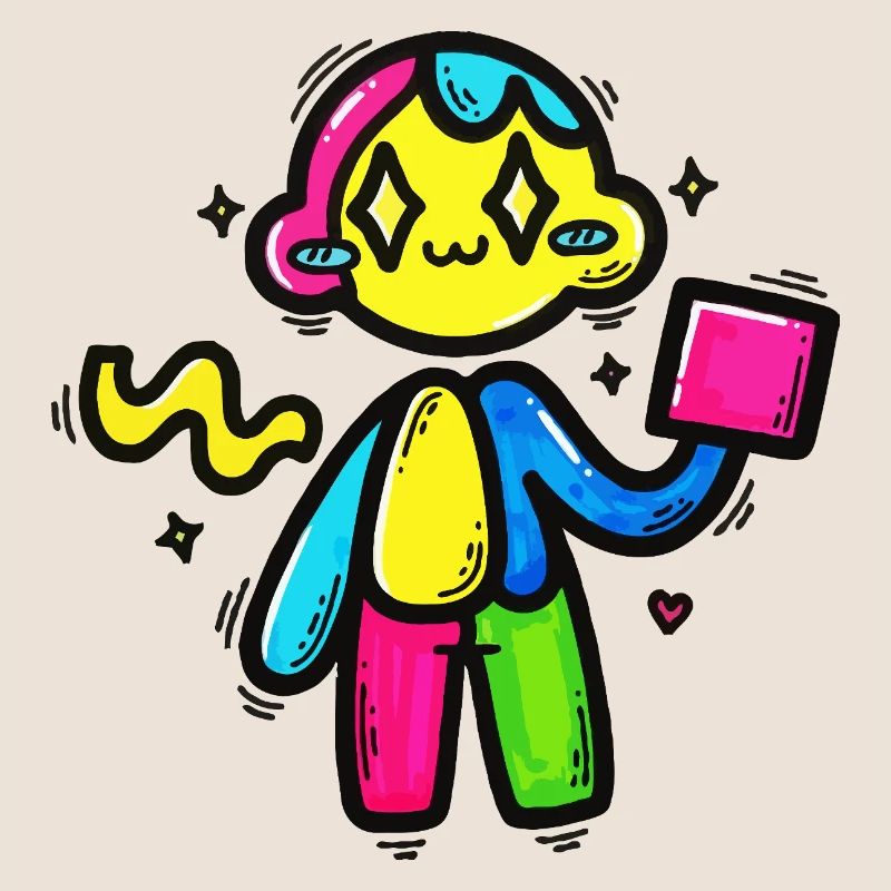 Bunter Doodle-Roboter mit Block