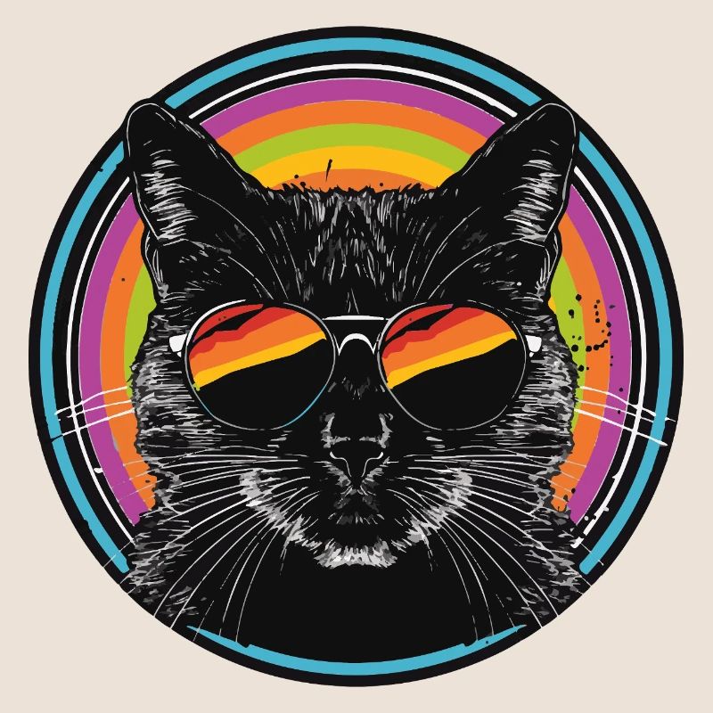 Chat arc-en-ciel avec des lunettes de soleil