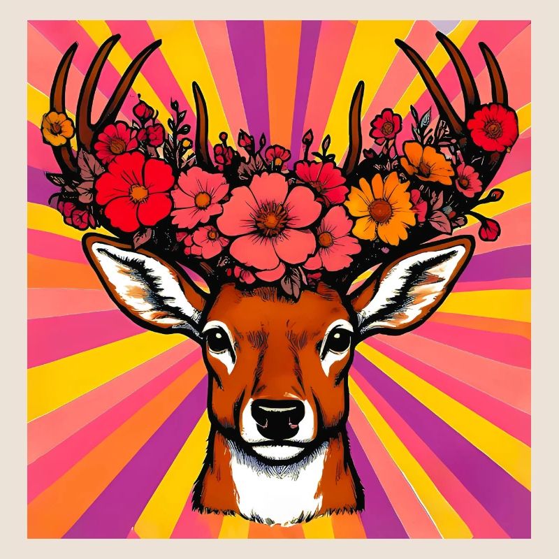 Hirsch mit Blumen