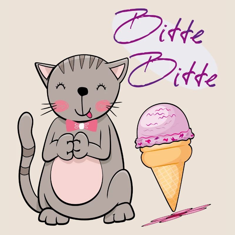 Chat avec cornet de crème glacée