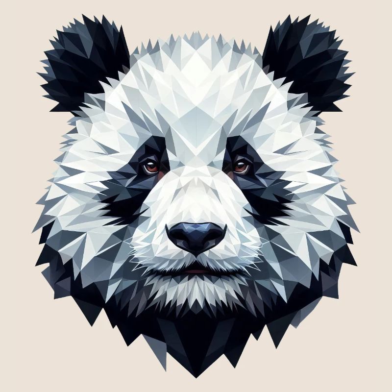 Panda Face Polygon Art Geometry