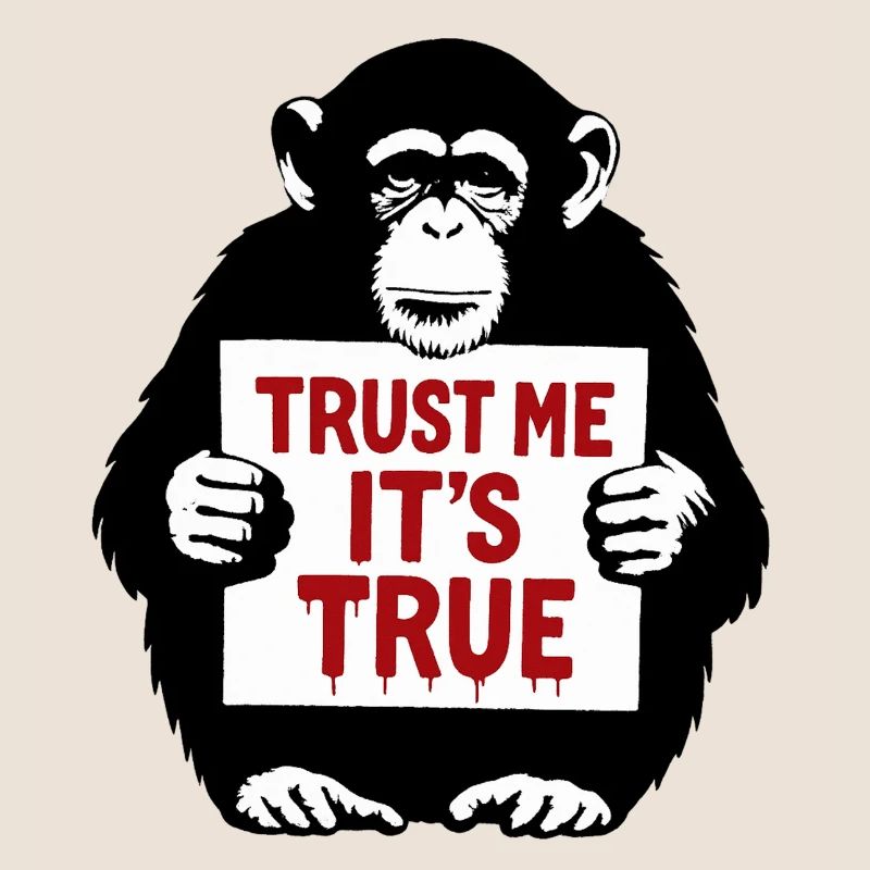 Monkey with Shield Trust Me It's True