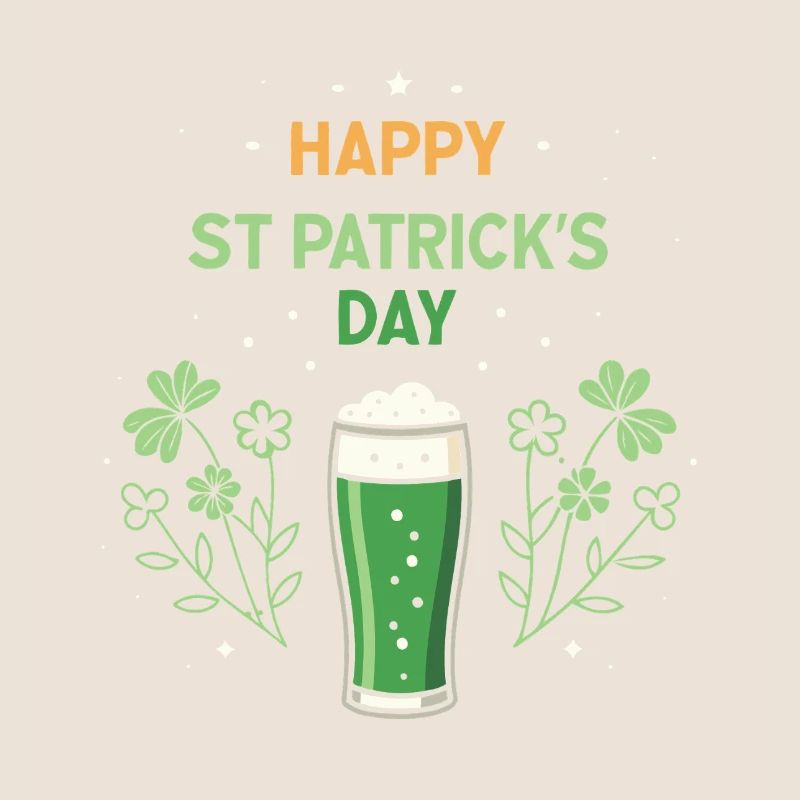 Verre vert et trèfles Saint Patrick