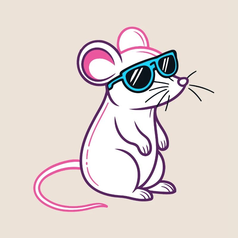 Mouse Retro Blue Glasses