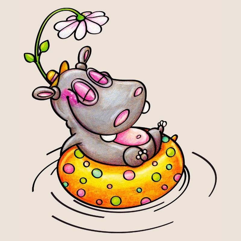 hippo with flower