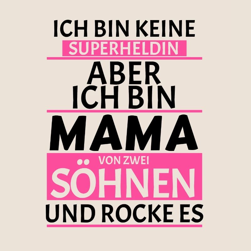 Superheldin Mama Zwei Söhne Spruch Geschenk