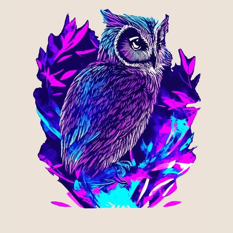 Neon Eule Psychedelische Eulen Kunst