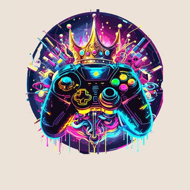 Synthwave Gamer Controller mit Krone