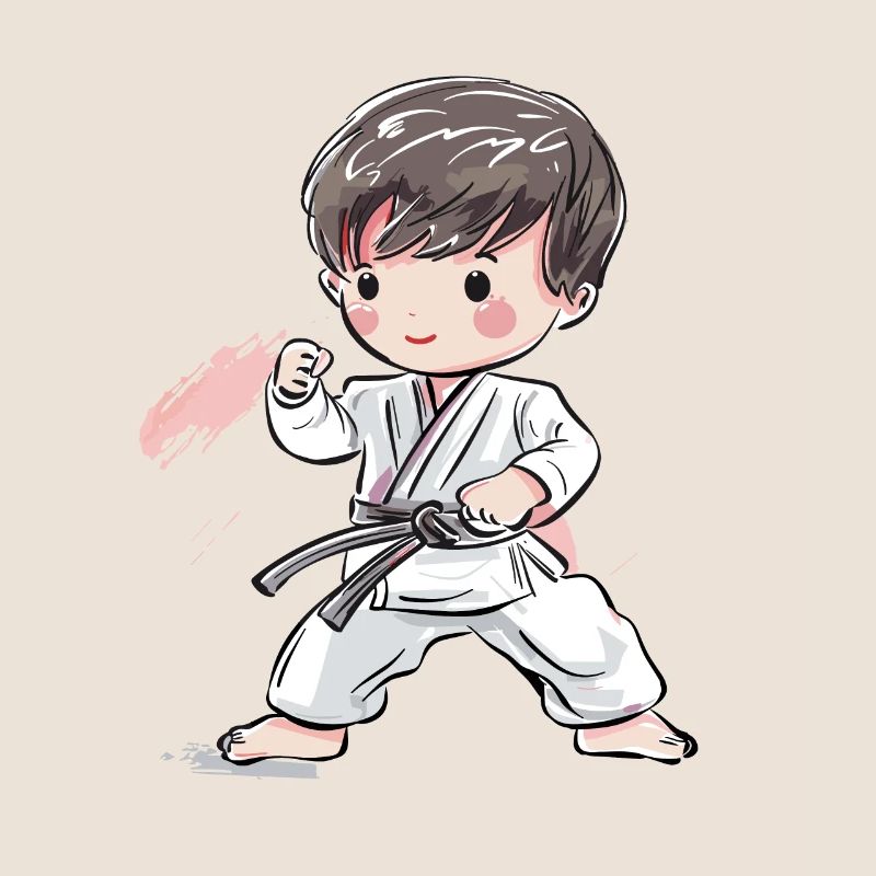 Karate Junge Comic Stil