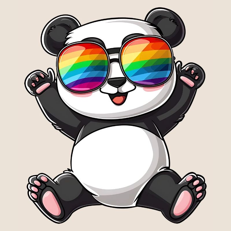 Panda Cartoon with a Pride Rainbow glasses.